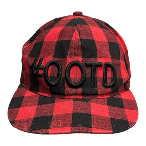 L.A. EXPRESS #OOTD Hat Cap Snap Back One Size Red Plaid Flannel Quote Mens
